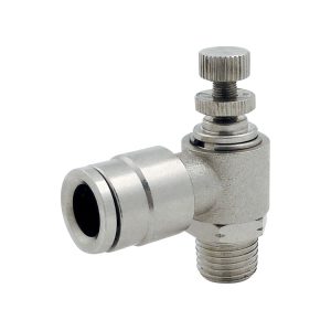 39.712 - 3/8 in. Push-to-Connect to 3/8 (M) NPT Flow Control Valve Elbow Adapter