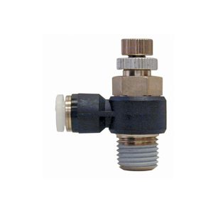 40.904 - Régulateur de débit adaptateur en coude autobloquant 1/4 po à 1/8 (M) NPT (multiple de 2)