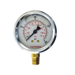 55.633 - 2-1/2 In. Stainless Steel Liquid Filled Pressure Gauge With Glycerin 0 to 200 PSI