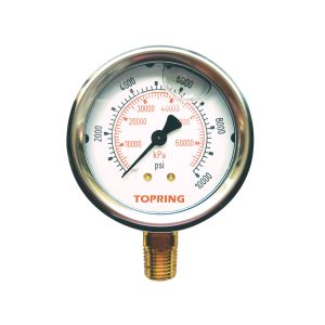 55.688 - 2-1/2 In. Stainless Steel Liquid Filled Pressure Gauge With Glycerin 0 to 10000 PSI