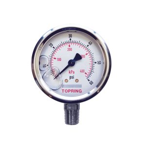 55.915 - 4 In. Stainless Steel Liquid Filled Pressure Gauge With Glycerin 0 to 60 PSI