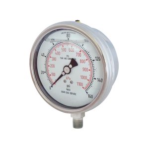 55.925 - 4 In. Stainless Steel Liquid Filled Pressure Gauge With Glycerin 0 to 160 PSI